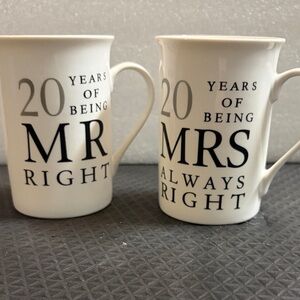 20th Anniversary White Mugs Set